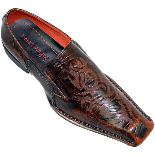 Robert Wayne "Beam" Rust with Laser Imprinted Design On Front Wrinkle Leather Loafers